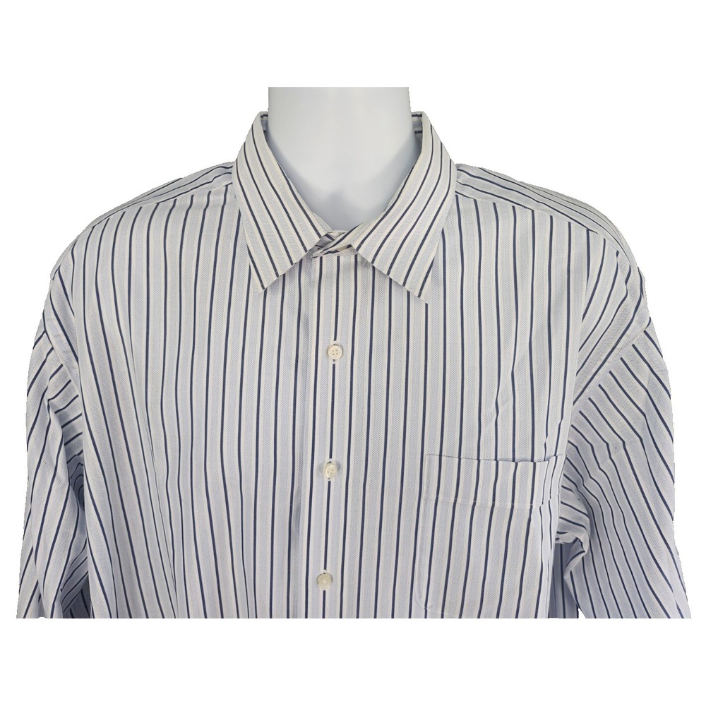 Tommy Bahama Shirt Mens 17.5 32/33 Cotton Stripe Long Sleeve Button Up Dress - Picture 2 of 4